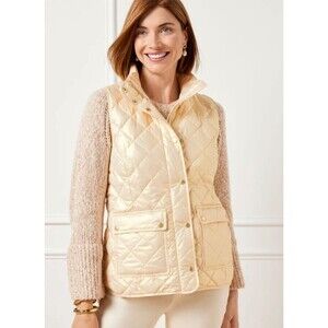 Talbots Cloud Pearlized Quilted Down Puffer Vest - Misses L - NWT